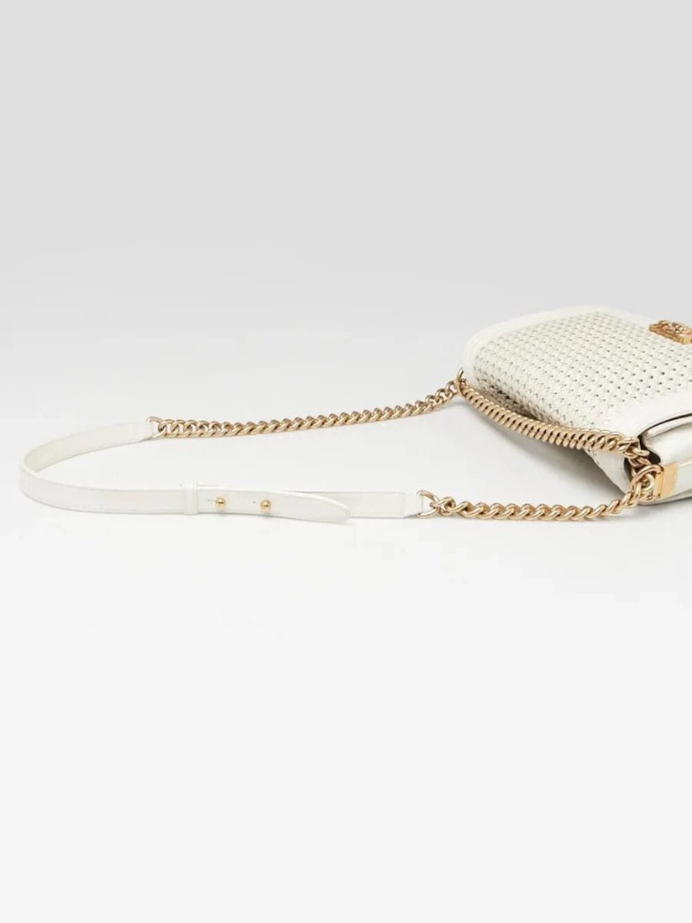 Chanel White Braided Sheepskin Leather Braided New Medium Boy Bag - Picture 5 of 9